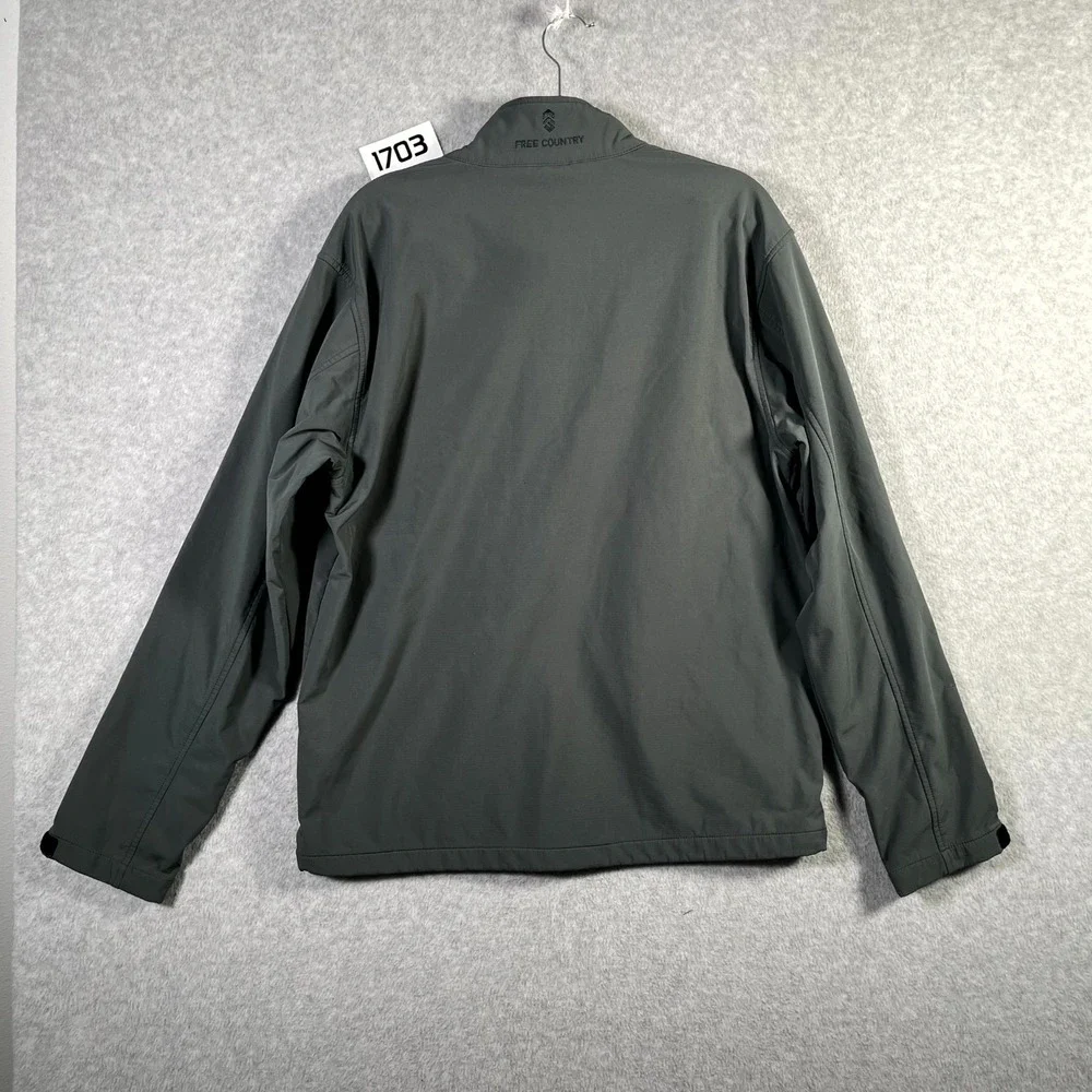 Free Country Softshell Jacket Mens Small Gray Water Resistant Full Zip Mock Neck
